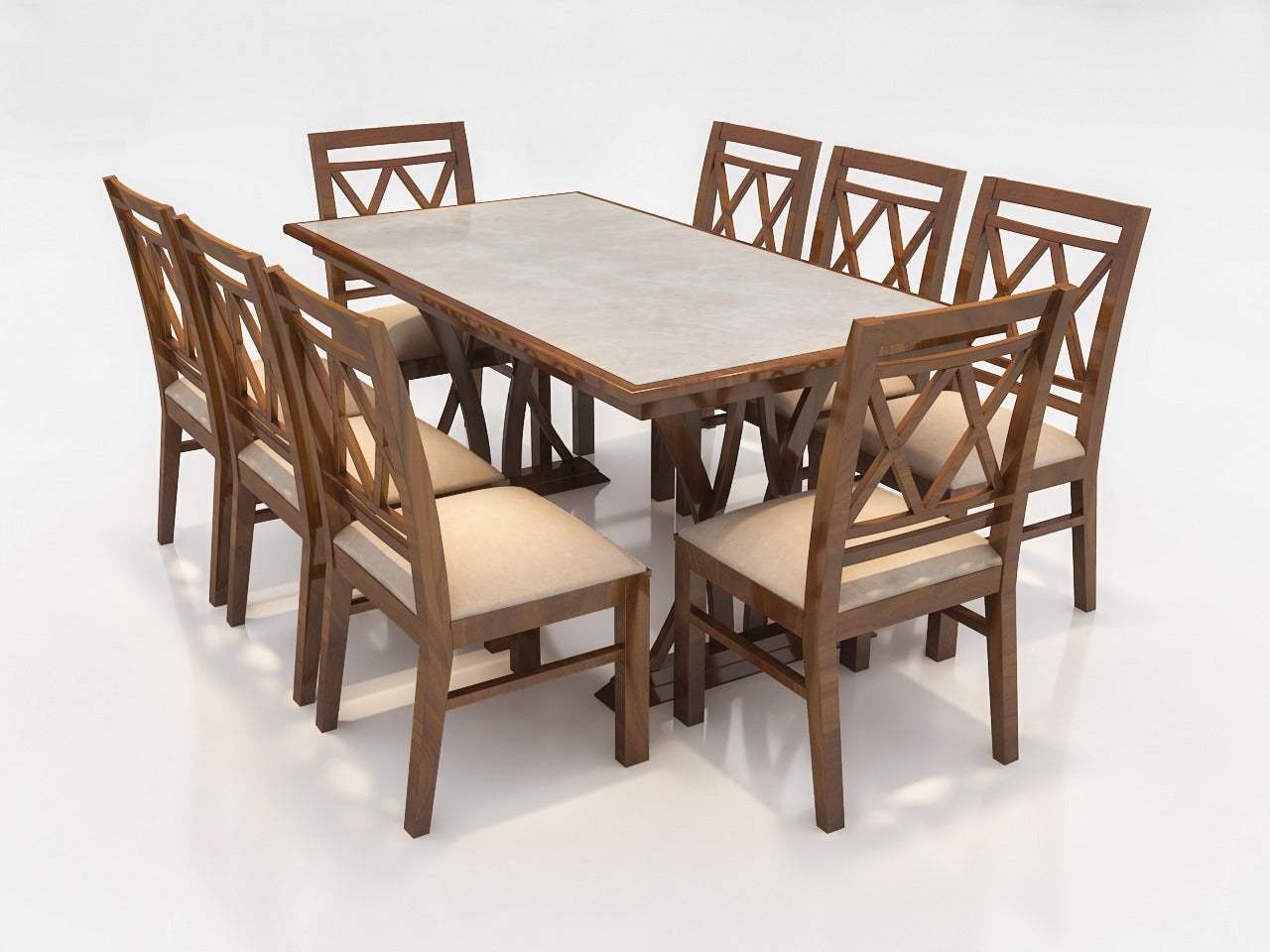 US-7014,JENNA DINING TABLE WITH SIX CHAIR Mobel Furniture