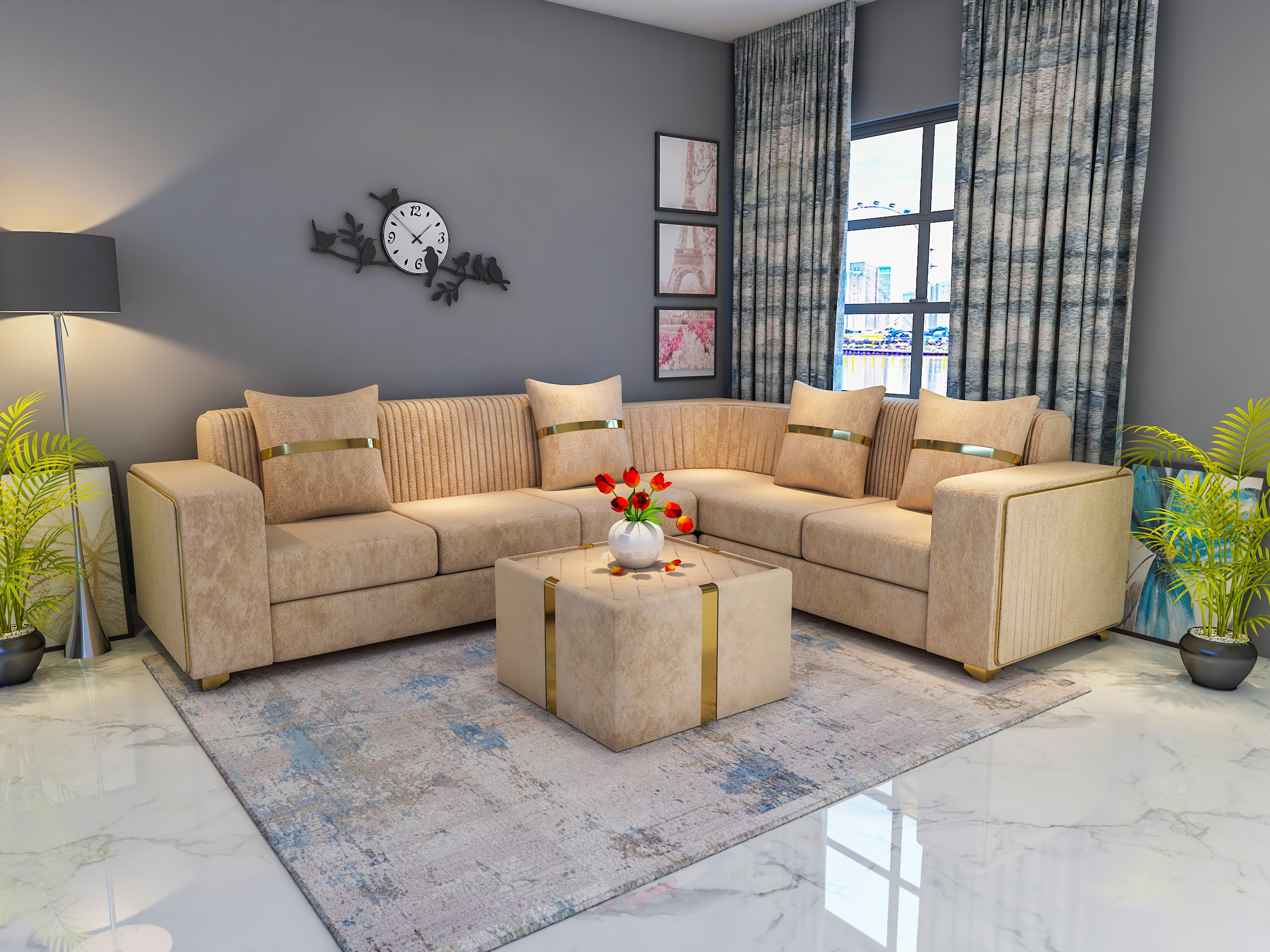 VR 190 L-Shape Sofa Set