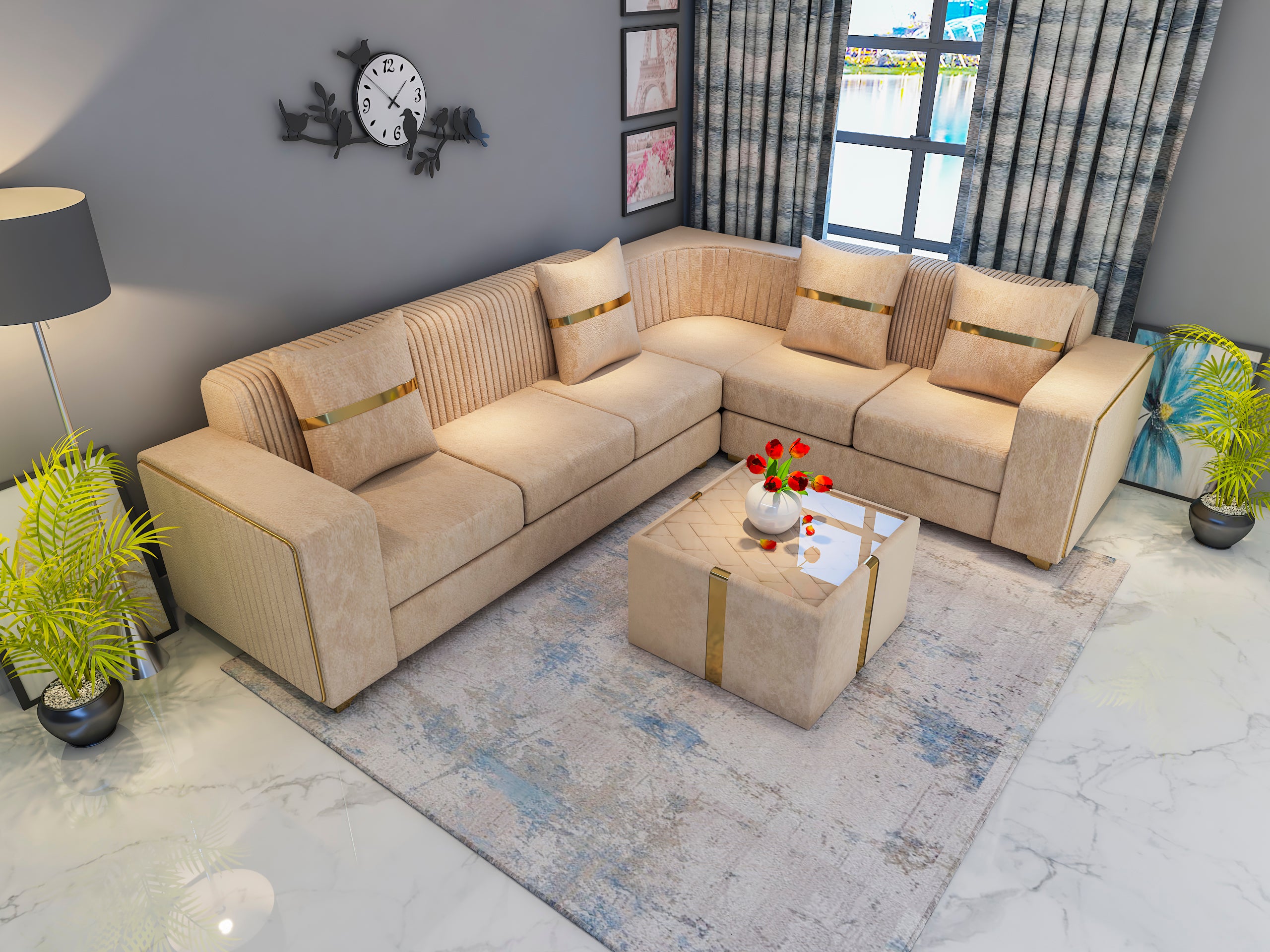 VR 190 L-Shape Sofa Set