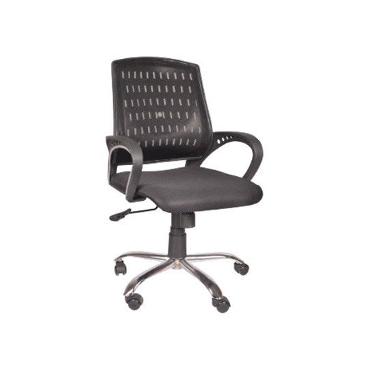 Mobel Dixy Net Metal Arm Rest Revolving Office Chair Black Color