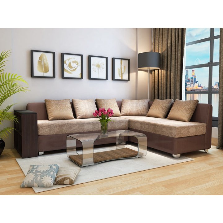 Mobel-l-shape sofa set-Brown-5 seater sofa set - Main Image