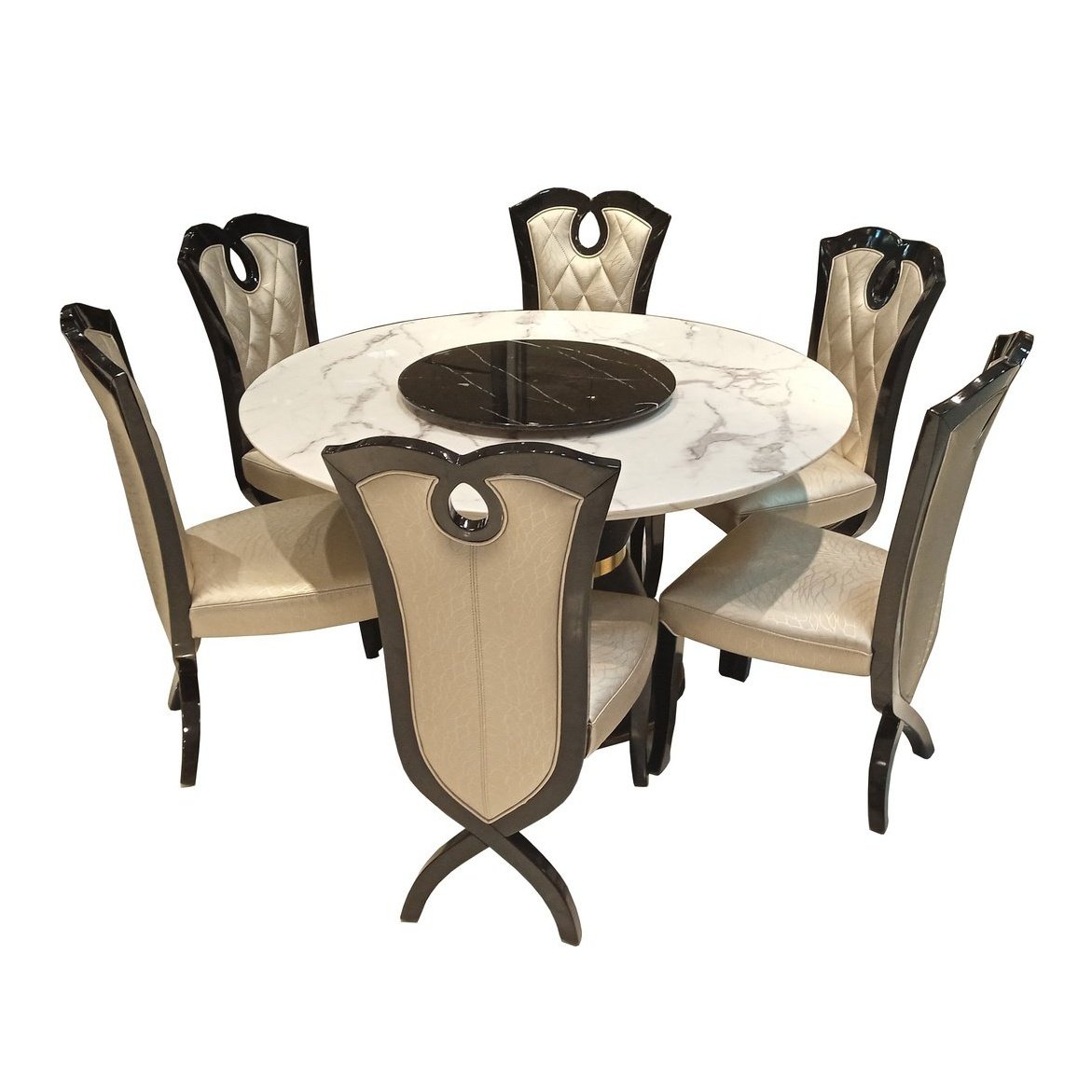 LOPEZ ROUND 6 SEATER DINING TABLE SET Mobel Furniture