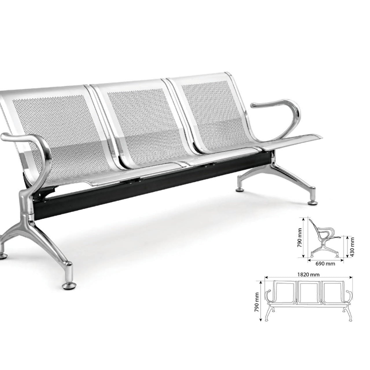 WL-WVC-5053 3 SEATER WAITING CHAIR MoBEL Furniture