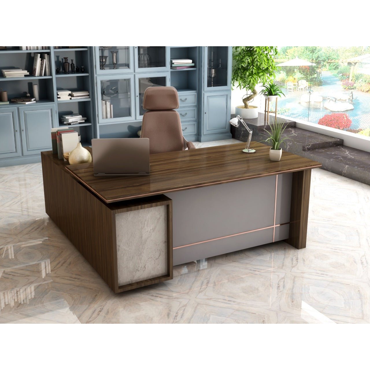 UW-3001 GRACO;1.8 EXE.TABLE WITH RUNNER WALNUT Mobel Furniture