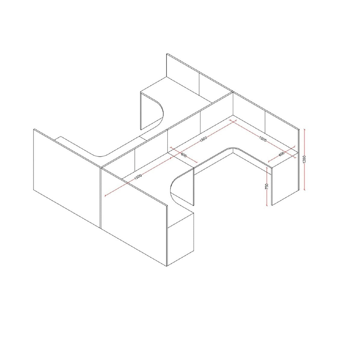 RV SERIES PENTAGONAL WORKSTATION IN PLPB Mobel Furniture