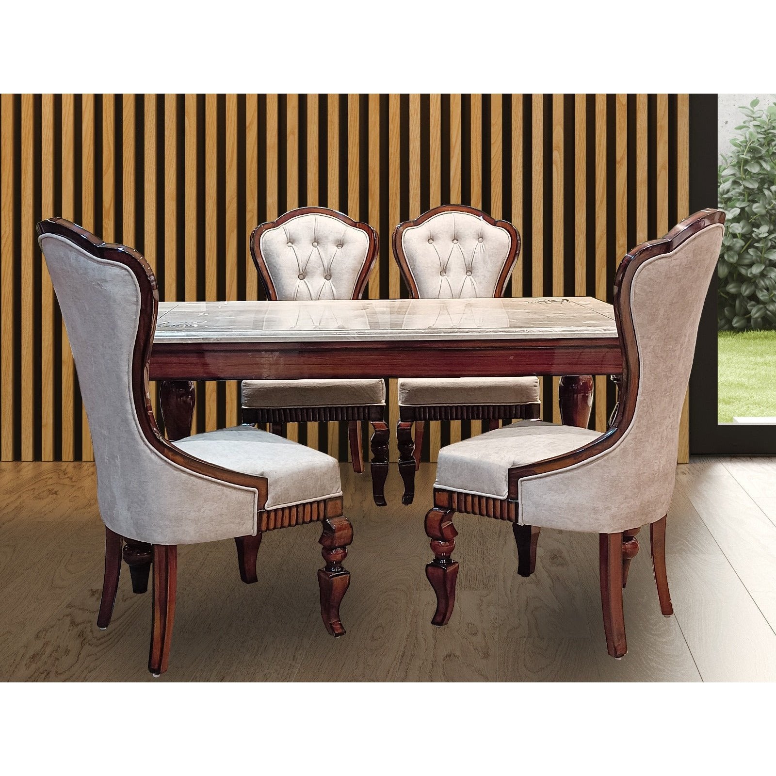 UM-6 SEATER DINING TABLE WITH HO-GENEXX CHAIR Mobel Furniture